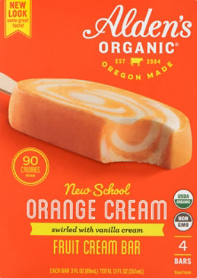 Alden's Organic Orange Cream Ice Cream Bar - 4 Count - Image 2