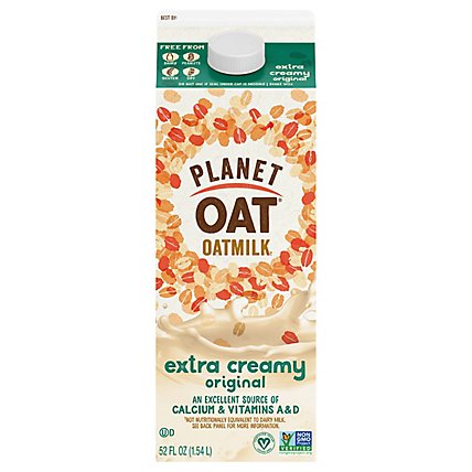 Planet Oat Oatmilk No Sugar Added Extra Creamy Original - 52 Fl. Oz. - Image 2