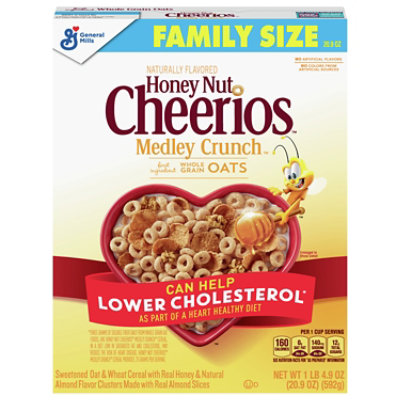 Cheerios Cereal Whole Grain Oats Honey Nut Medley Crunch Family Size 9 Oz Pavilions