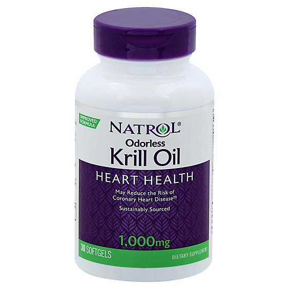 Natrol Krill Oil Softgels Odorless Heart Health 1000 mg - 30 Count