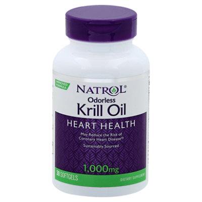 Natrol Krill Oil Softgels Odorless Heart Health 1000 mg - 30 Count