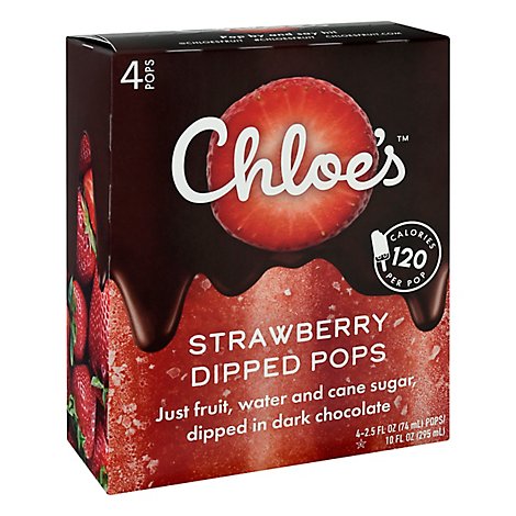 Chloes Dipped Pops Strawberry - 4-2.5 Fl. Oz.