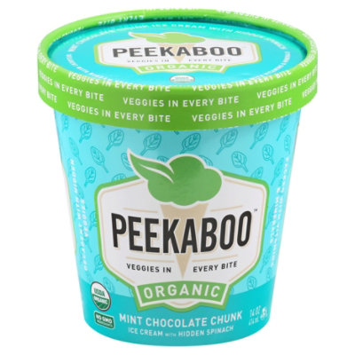 Peekaboo Organic Ice Cream With Hidden Spinach Mint Chocolate Chunk