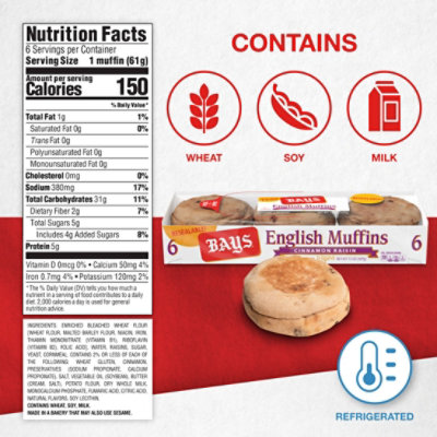 Bays Cinnamon Raisin English Muffins - 13 Oz - Image 5
