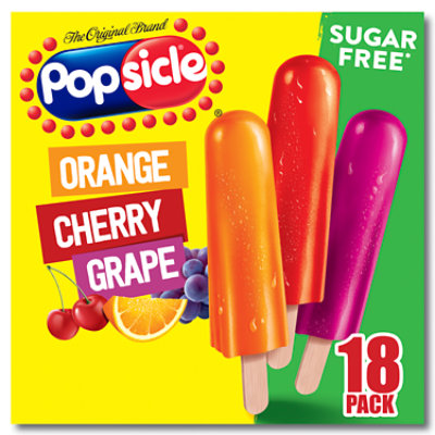 Popsicle Ice Pops Sugar Free Orange Cherry Grape - 18 Count - Image 2