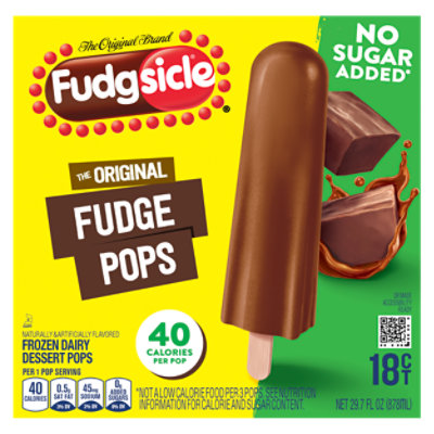 Popsicle Fudgsicle Frozen Dessert No Sugar Added The Original Fudge Pops 18 Count - 21.6 Fl. Oz. - Image 1