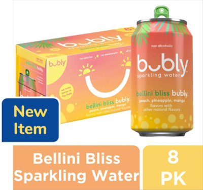 bubly Bellini Bliss Sparkling Water - 8-12 Fl. Oz. - Image 1