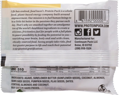 Protein Puck Sunflower Butter Coconut Almond Bar - 3.25 Oz - Image 6