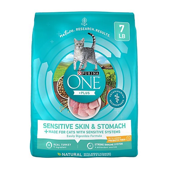 Purina ONE Sensitive Skin & Stomach Formula Real Turkey Dry Cat Food - 7 Lbs