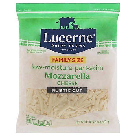 Lucerne Mozzarella Cheese Shredded Rustic Cut Low Moisture Part Skim - 32 Oz
