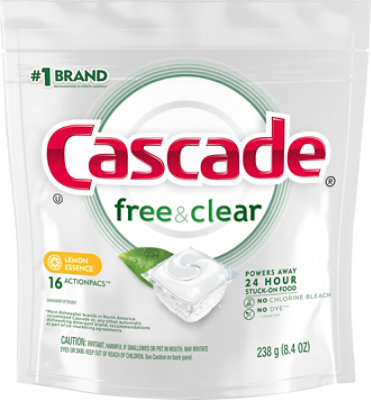 Cascade Free & Clear Dishwasher Detergent ActionPacs Lemon Essence - 16 Count - Image 2