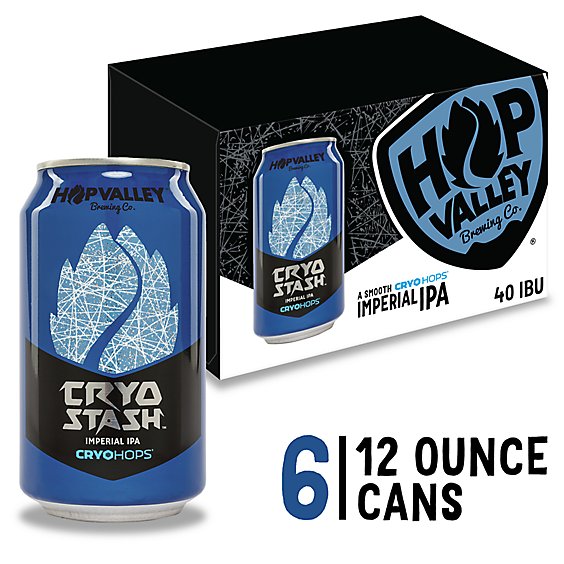 Hop Valley Cryo Stash Imperial Ipa Craft Beer Imperial IPA 8.7% ABV Cans - 6-12 Fl. Oz.