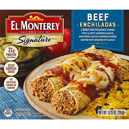 El Monterey Signature Frozen Entree Enchiladas Microwavable Cook & Serve Beef - 10.25 Oz - Image 2