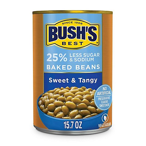 BUSH'S BEST Sweet and Tangy Reduced Sodium & Sugar Baked Beans - 15.7 Oz