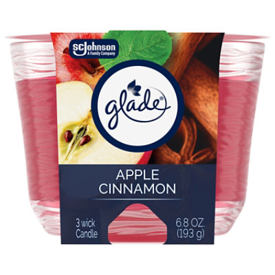 Glade Apple Cinnamon Fragrance Infused With Essential Oils 3 Wick Candle Air Freshener - 6.8 Oz - Image 1