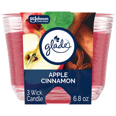 Glade Apple Cinnamon Fragrance Infused With Essential Oils 3 Wick Candle Air Freshener - 6.8 Oz - Image 2