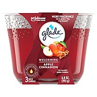 Glade Apple Cinnamon Fragrance Infused With Essential Oils 3 Wick Candle Air Freshener - 6.8 Oz - Image 1