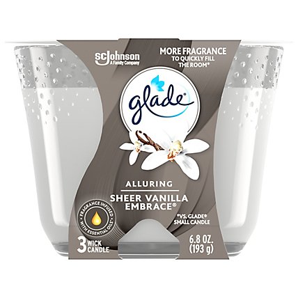 Glade Sheer Vanilla Embrace Infused With Essential Oils 3 Wick Candle Air Freshener - 6.8 Oz - Image 2