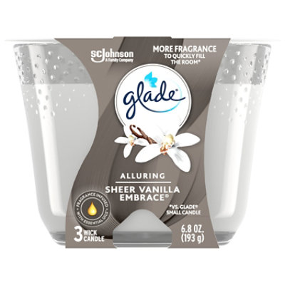 Glade 3-Wick Candle Sheer Vanilla Embrace Fills Room With Essential Oil Infused Fragrance 6.8 oz