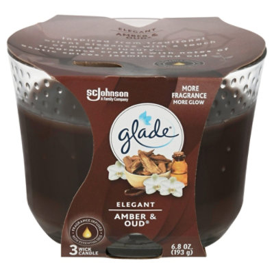 Glade 3 Wick Candle Air Freshener Elegant Amber and Oud 6.8 oz