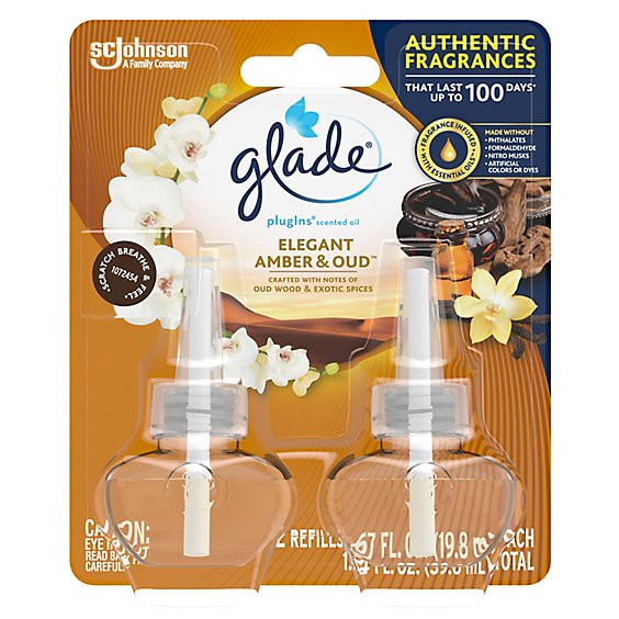 Glade Plugins Elegant Amber And Oud Scented Oil Air Freshener Refill 2 Count - 1.34 Oz