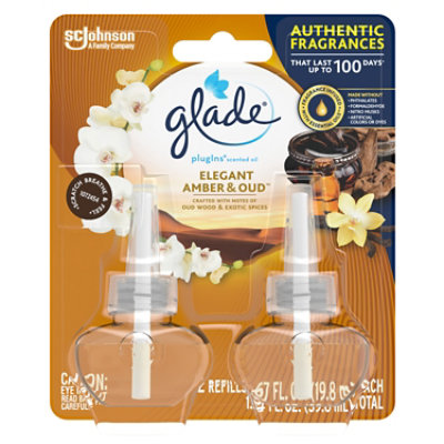 Glade PlugIns Scented Oil Air Freshener Refill Elegant Amber and Oud 2 ct 1.34 oz