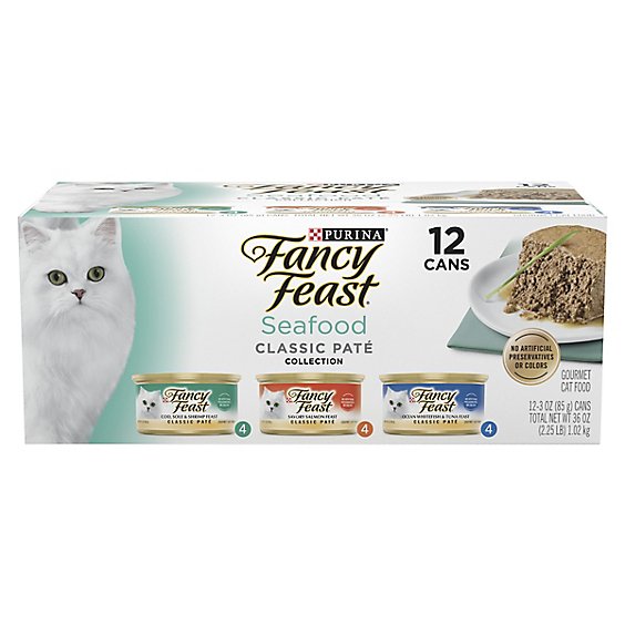 Purina Fancy Feast Seafood Pate Cat Wet Food Variety Pack - 12 Count - 3 Oz