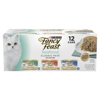 Purina Fancy Feast Seafood Pate Cat Wet Food Variety Pack - 12 Count - 3 Oz - Image 1