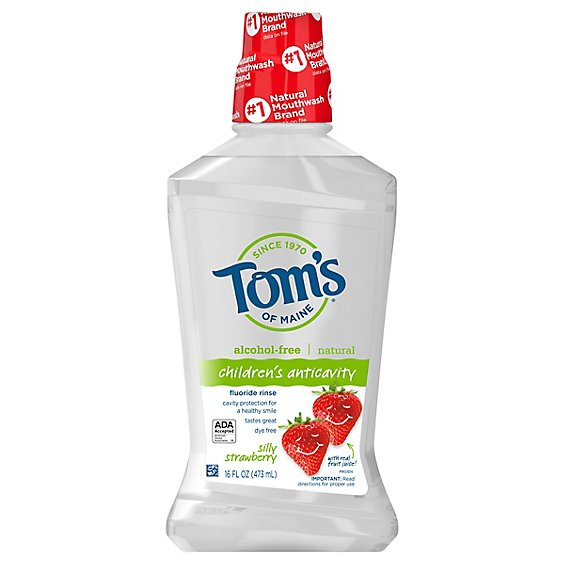 Toms of Maine Fluoride Rinse Childrens Anticavity Silly Strawberry - 16 Fl. Oz.