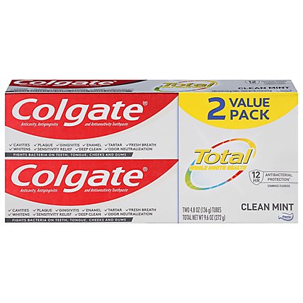 Colgate Total Toothpaste Clean Mint Twin Pack - 2-4.8 Oz - Image 3