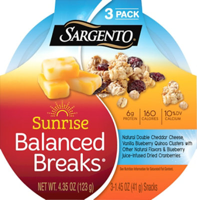 Sargento Sunrise Balanced Breaks Double Cheddar Cheese Quinoa Cranberries - 3-1.45 Oz - Image 2