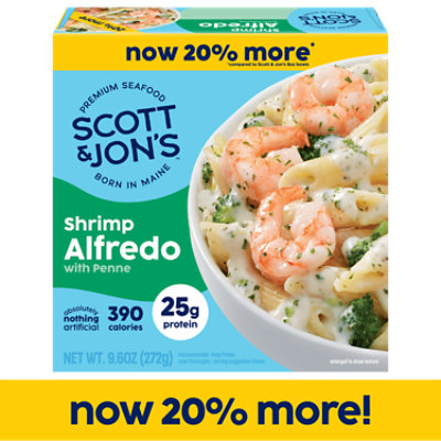 Scott & Jon's Shrimp Alfredo Pasta Bowl Frozen Meal - 9.6 Oz - Image 1