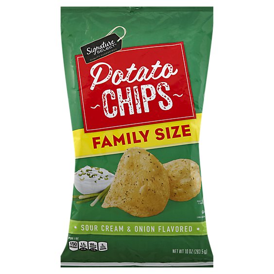 Signature Select Potato Chips Sour Cream Onion Family Size - 10 Oz
