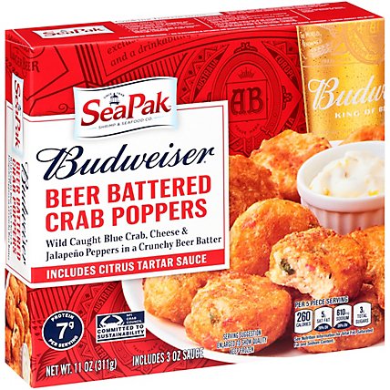 SeaPak Shrimp & Seafood Co. Crab Poppers Budweiser Beer Battered - 11 Oz - Image 3