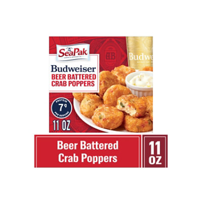 SeaPak Shrimp & Seafood Co. Crab Poppers Budweiser Beer Battered - 11 Oz - Image 1