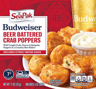 SeaPak Shrimp & Seafood Co. Crab Poppers Budweiser Beer Battered - 11 Oz - Image 6