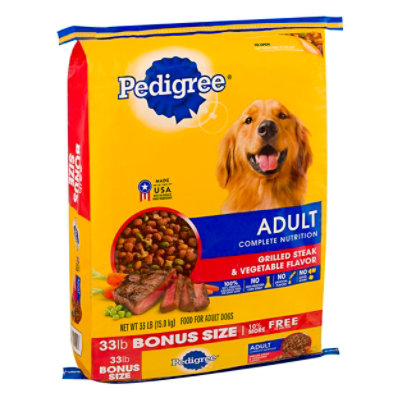 Pedigree Dog Food Dry For Adult Complete Nutrition Grilled Steak & Vegetable - 33 Lb