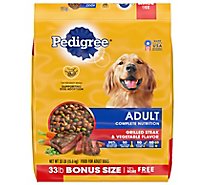 Pedigree Dog Food Dry For Adult Complete Nutrition Grilled Steak & Vegetable - 33 Lb