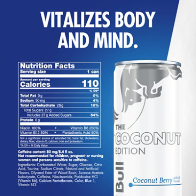 Red Bull Coconut Edition Energy Drink Coconut Berry 80mg Caffeine - 8.4 Fl. Oz. - Image 3
