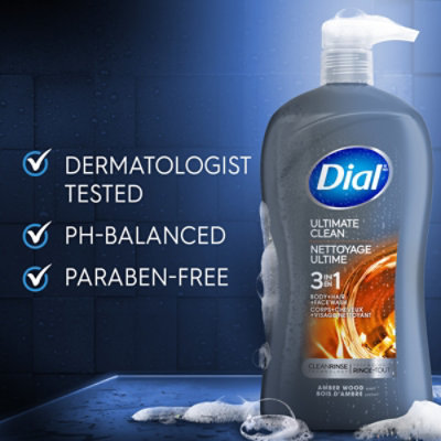 Dial Men Ultimate Clean 3in1 Body - Hair - Face Wash - 32 Fl. Oz. - Image 5