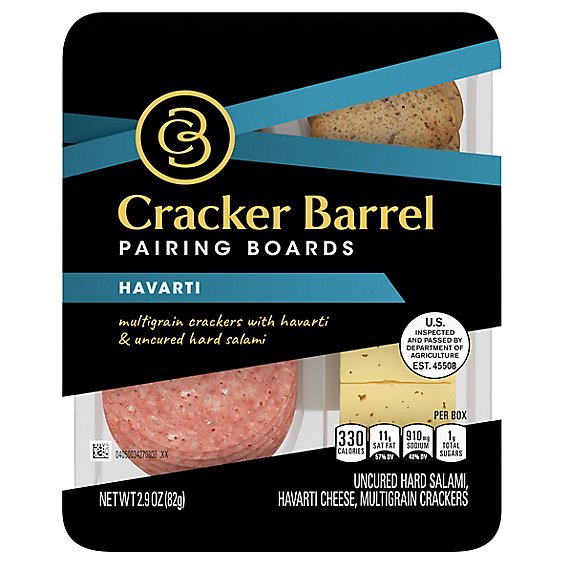 Cracker Barrel Pairing Boards Havarti Cheese Uncured Hard Salami And Multigrain Crackers - 2.9 Oz