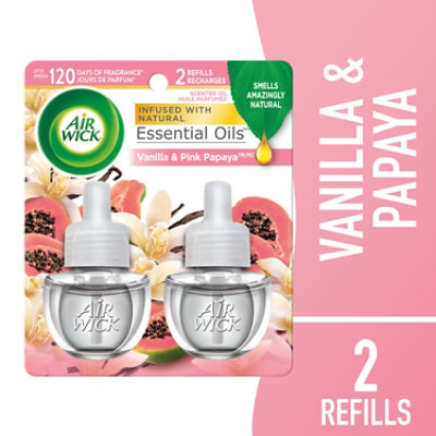 Air Wick Essential Oil Scented Oil Refills Vanilla & Pink Papaya Fragrance - 2-0.67 Fl. Oz.