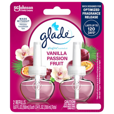 Glade Plugins Vanilla Passion Fruit Scented Oil Air Freshener Refill 2 Count - 1.34 Oz - Image 1