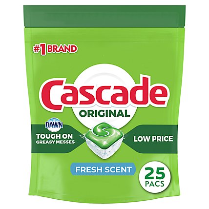 Cascade Original Dishwasher Pods ActionPacs Dishwasher Detergent Tabs Fresh Scent - 25 Count - Image 2
