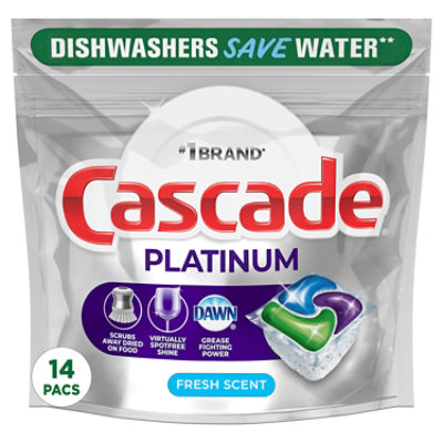 Cascade Platinum Dishwasher Detergent ActionPacs Fresh Scent - 14 count - Image 1