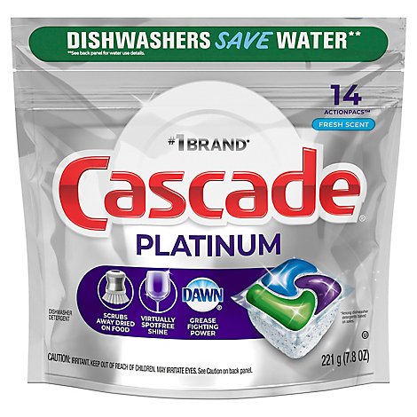 Cascade Platinum Dishwasher Detergent ActionPacs Fresh Scent - 14 count