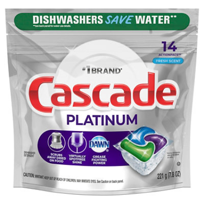 Cascade Platinum Dishwasher Detergent ActionPacs Fresh Scent - 14 count