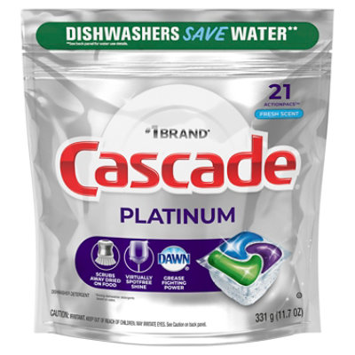 Cascade Platinum Dishwasher Detergent ActionPacs Fresh Scent - 21 count