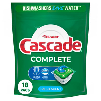 Cascade Complete Dishwasher Detergent ActionPacs Fresh Scent - 18 Count - Image 1