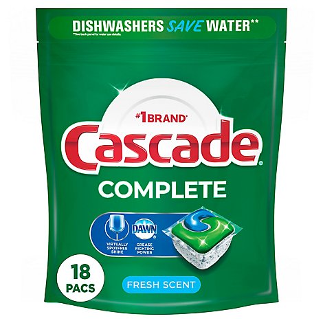 Cascade Complete Dishwasher Detergent ActionPacs Fresh Scent - 18 Count